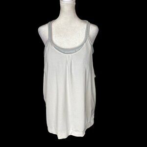 ATHLETA Strappy Tank Top Built in Bra White Gray XL 31-11